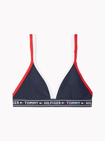 Női Tommy Hilfiger Essential Colorblock Bandeau Bikini Top Úszóruhák Sötétkék | HU 415FDN